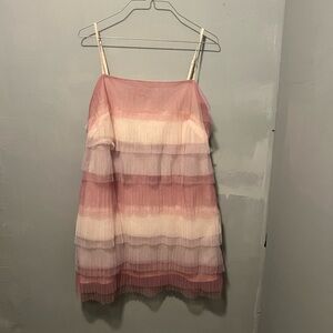Storia Pink and White Tiered Mini Dress